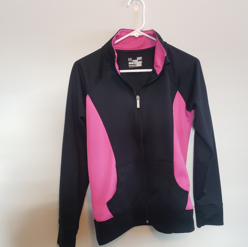 Under Armour Fitted Zip Up Jacket, black, pink